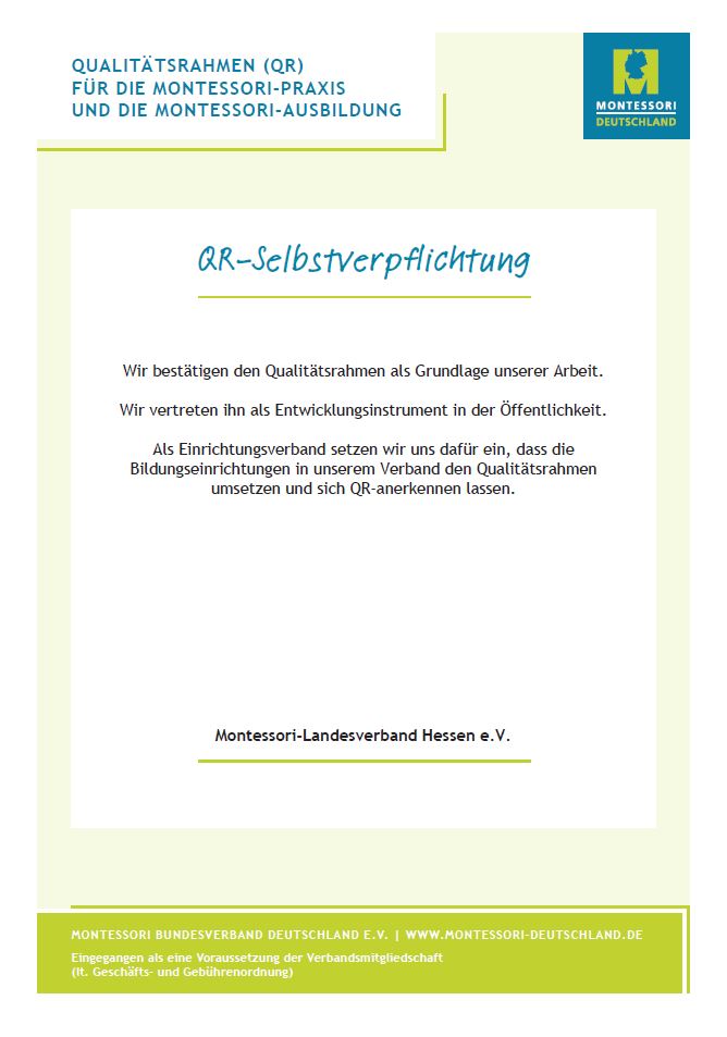 QR-Selbstverpflichtung des Montessori Landesverbandes Hessen